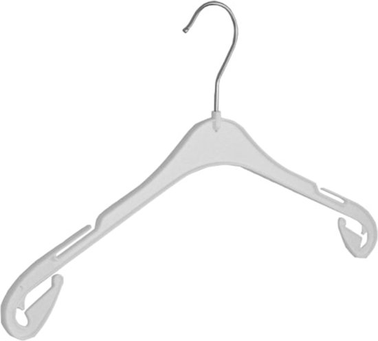 De Kledinghanger Gigant - 20 x Cintre pour chemisier / cintre pour chemise T38 en plastique blanc avec encoches pour jupe, 38 cm