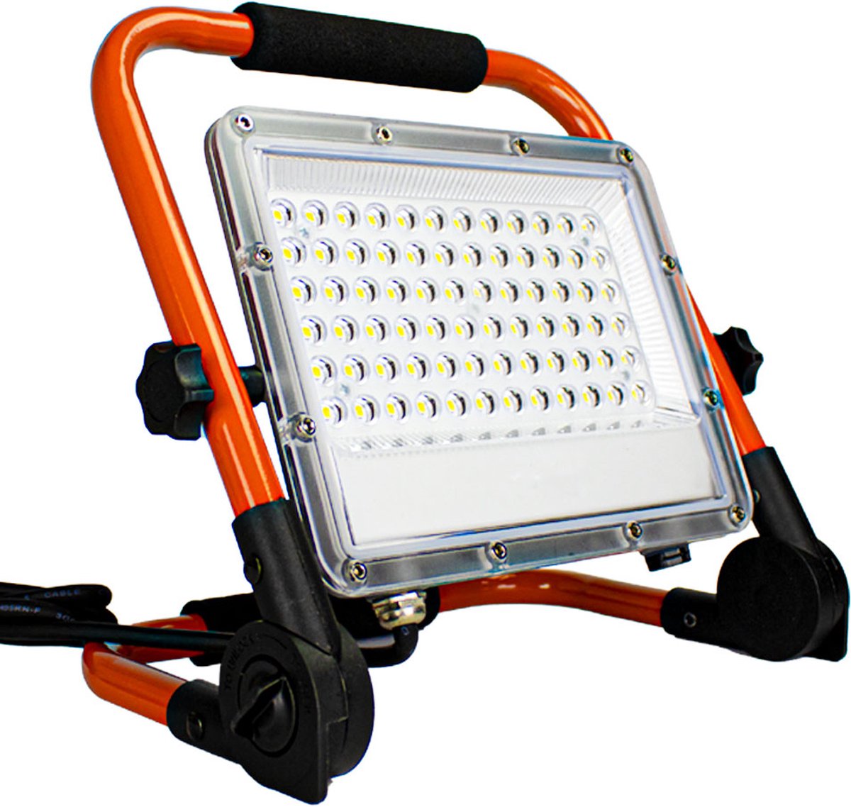 LED Bouwlamp - Floodlight op Frame | 50 Watt | Zwart / Oranje