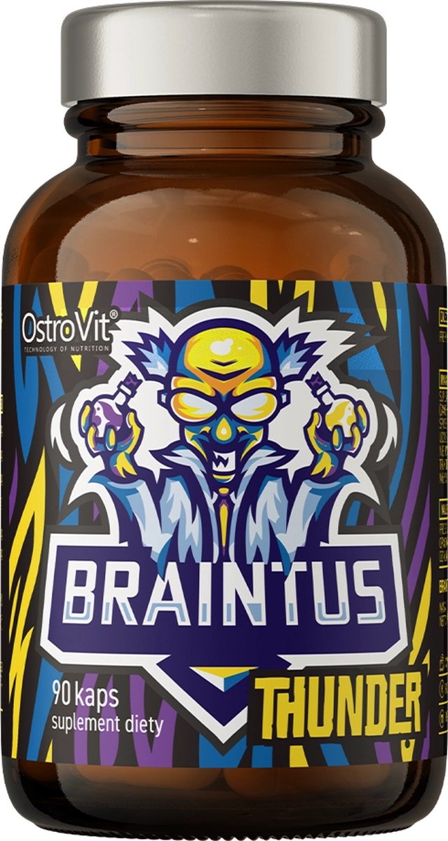 Goedkoopste OstroVit Braintus Thunder 90 Caps - Energie - Caffeïne, Ginseng, Taurine, Guarana - Voorziet van energy voor energie - Werkt tegen vermoeidheid, slaperigheid & stress - Verbeterde intellectuele capaciteiten & stemming