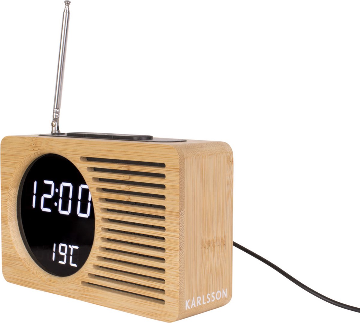 Karlsson Retro Radio Alarmklok - Bamboo