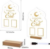Ramadan Kalender Eid Kalenderbord Acryl HerbruikbaarTafelornament Houten Basis Met Pen