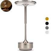 Lampe de table BandiO® argent sur piles - Rechargeable et dimmable - Lampe tactile moderne - Lampe de nuit sans fil