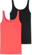 Schiesser 2-Pack dames hemden - Organic 95/5 - zwart/rood - 38