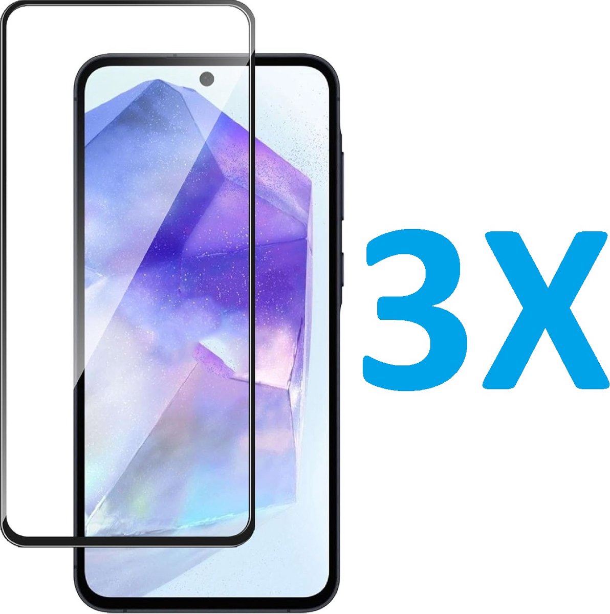 Volledige dekking Screenprotector Glas - Tempered Glass Screen Protector Geschikt voor: Samsung Galaxy A35 - 3x