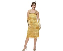 Karnival Costumes 20's Party Jaren 20 Stralende Gouden Flapper Jurk Charleston Kostuum Carnavalskleding Dames - Polyester - Maat L - 3-Delig Jurk/Handschoenen/Hoofdband