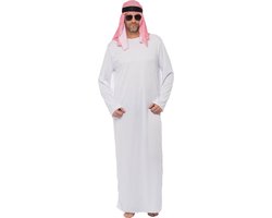 Partychimp Sjeik Kostuum Heren Arabisch Kostuum Arabier Kostuum Sheikh Carnavalskleding Heren Verkleedkleren Volwassenen 10001 Nacht - Polyester - One-Size - 3-delig Tuniek/Hoofdband/Hoofddoek