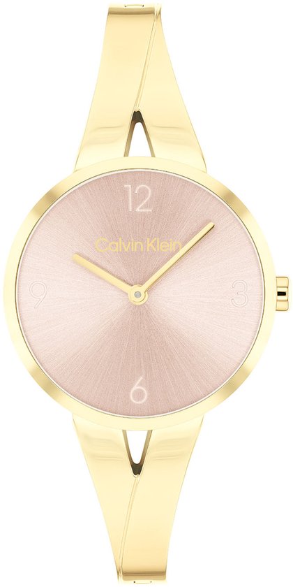 Calvin Klein CK25100027 JOYFUL Dames Horloge - Mineraalglas - Staal - Goudkleurig - 30 mm breed - Quartz - Druksluiting - 3 ATM (spatwater)