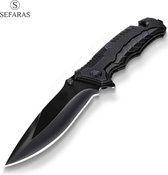 Sefaras Survie Pocket Knife - Couteau de Poche Rectangulaire - 3cr13/Aluminium - Pliable - Clip Pantalon - Pour Camping - Acier Inoxydable - Zwart