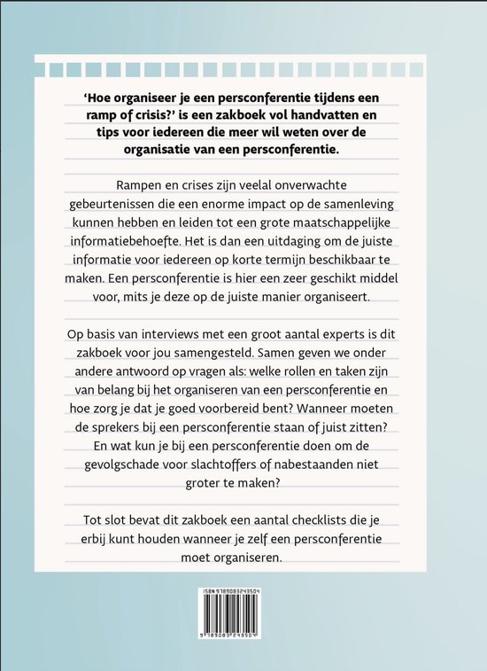 zakboek hoe organiseer je een persconferentie tijdens een ramp of crisis?