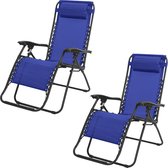 Bol.com SET X 2 MARINEBLAUWE RELAX STOEL L176X64 X H108/46CM aanbieding