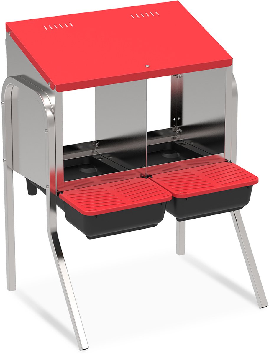 Hoge legbak gegalvaniseerd met voetjes Rood 575x46x76cm