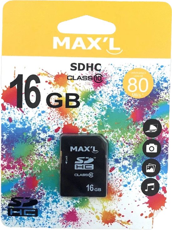 Max’L SDHC kaart 16GB – Classe 10