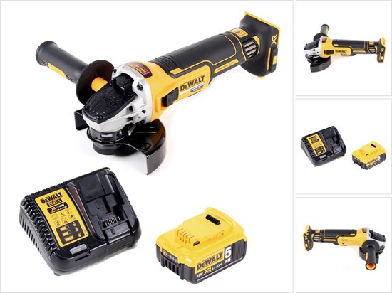 DeWalt DCG409VST1-QW Accu haakse slijper 18V 6.0Ah Flexvolt Advantage 125 mm met variabele snelheid