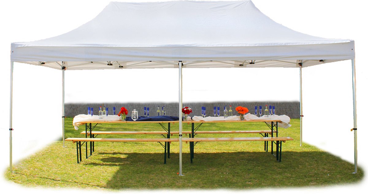 4x8 m Easy Up partytent Vouwpaviljoen PVC brandvertragend, PROFESSIONAL alu 50 mm, wit