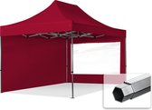 Tente de fête Easy Up 3x4,5 m Pavillon pliant PROFESSIONAL alu 40mm avec parois latérales (panorama), rouge