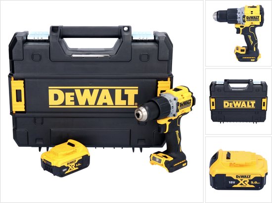 DeWalt DCD 805 NT accu-klopboormachine 18 V 90 Nm borstelloos + 1x accu 5,0 Ah + TSTAK - zonder oplader