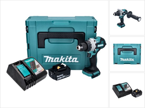 Makita DHP 486 RM1J accu-klopboormachine 18 V 130 Nm borstelloos + 1x accu 4,0 Ah + oplader + Makpac