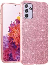 Casemania Hoesje Geschikt voor Samsung Galaxy A55 - Roze - Glitter Back Cover