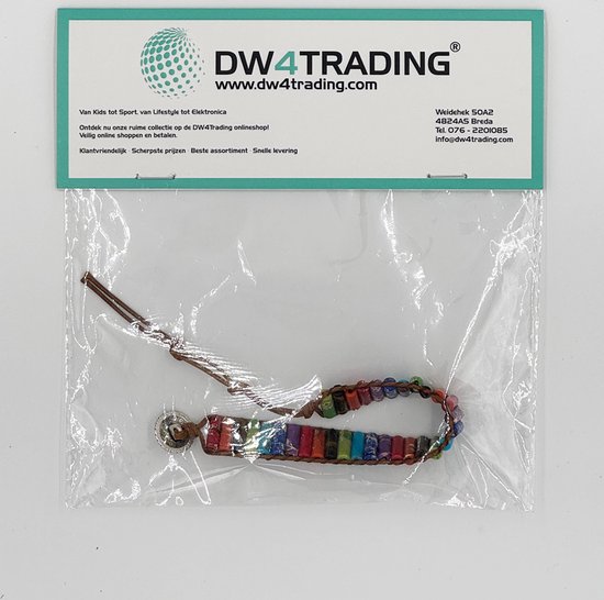 DW4Trading Chakra Armband 4 - Multicolor Natuursteen Regenboog - Imitatie Leer - Smal van DW — afbeelding 2