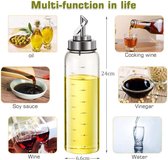 Olijfolie dispenser fles, automatische opening en sluiting olie pot, 500ml olie en azijn loodvrij glas kookolie Cruet voor keuken (1)