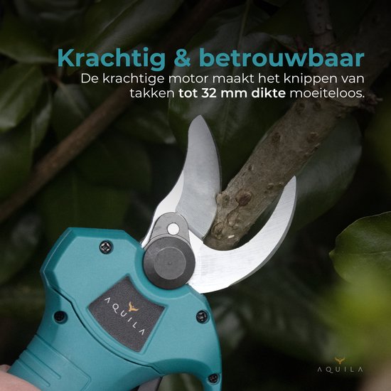 Aquila Elektrische Snoeischaar met 2x 2000 mAh Accu - Electrische Takkenschaar tot 32mm Snijdiameter - Tuinschaar & Snoeizaag - Haagschaar - Incl Koffer van Aquila — afbeelding 5