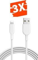 Pack de 3 câbles de chargeur iPhone - 2 mètres - Convient pour Apple iPhone 6,7,8,X, XS, XR,11,12,13, Mini, Pro Max- Câble iPhone - Câble de charge iPhone - Cordon iPhone - Chargeur iPhone - Câble de données - Câble USB Lightning