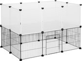 BukkitBow - Enclos réglable pour petits animaux - Réglable sur 2 niveaux - Convient aux hamsters, cochons d'Inde, Lapins - 107x72x72CM - Wit