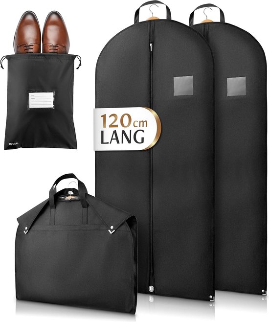 Kledingzak Van 101 Cm  10-delige Set , Kledingzak Voor Het Opbergen Kast Met Ritssluiting Met Kledingzak En Blazer Met Klapogen Jurk Zwart