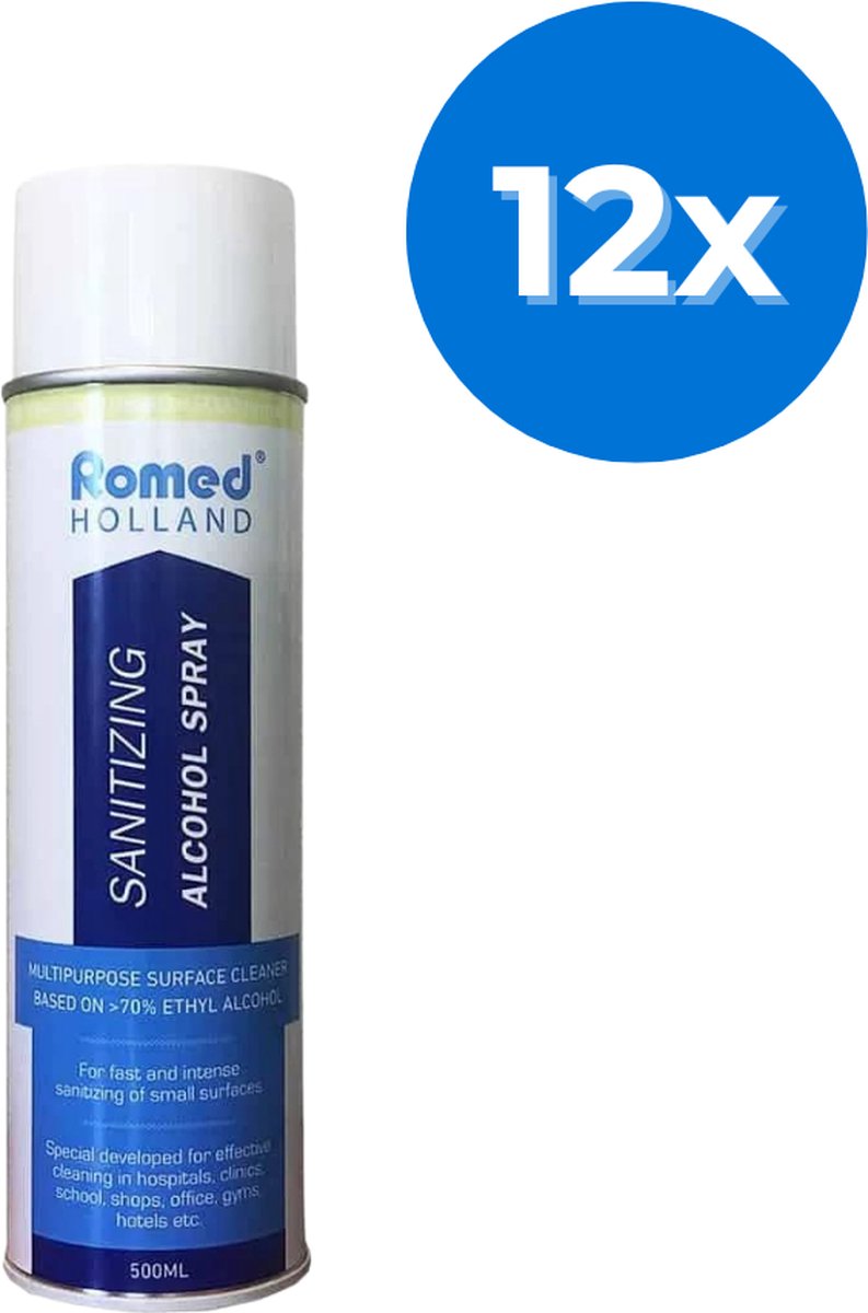 Goedkoopste Romed alcoholspray 500ml - Set van 12 doosjes Romed