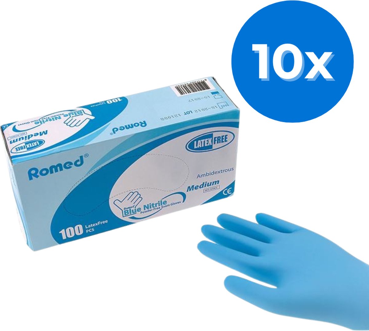 Goedkoopste Romed nitril handschoenen blauw (premium) 1000 stuks - Set van 10 doosjes M Romed