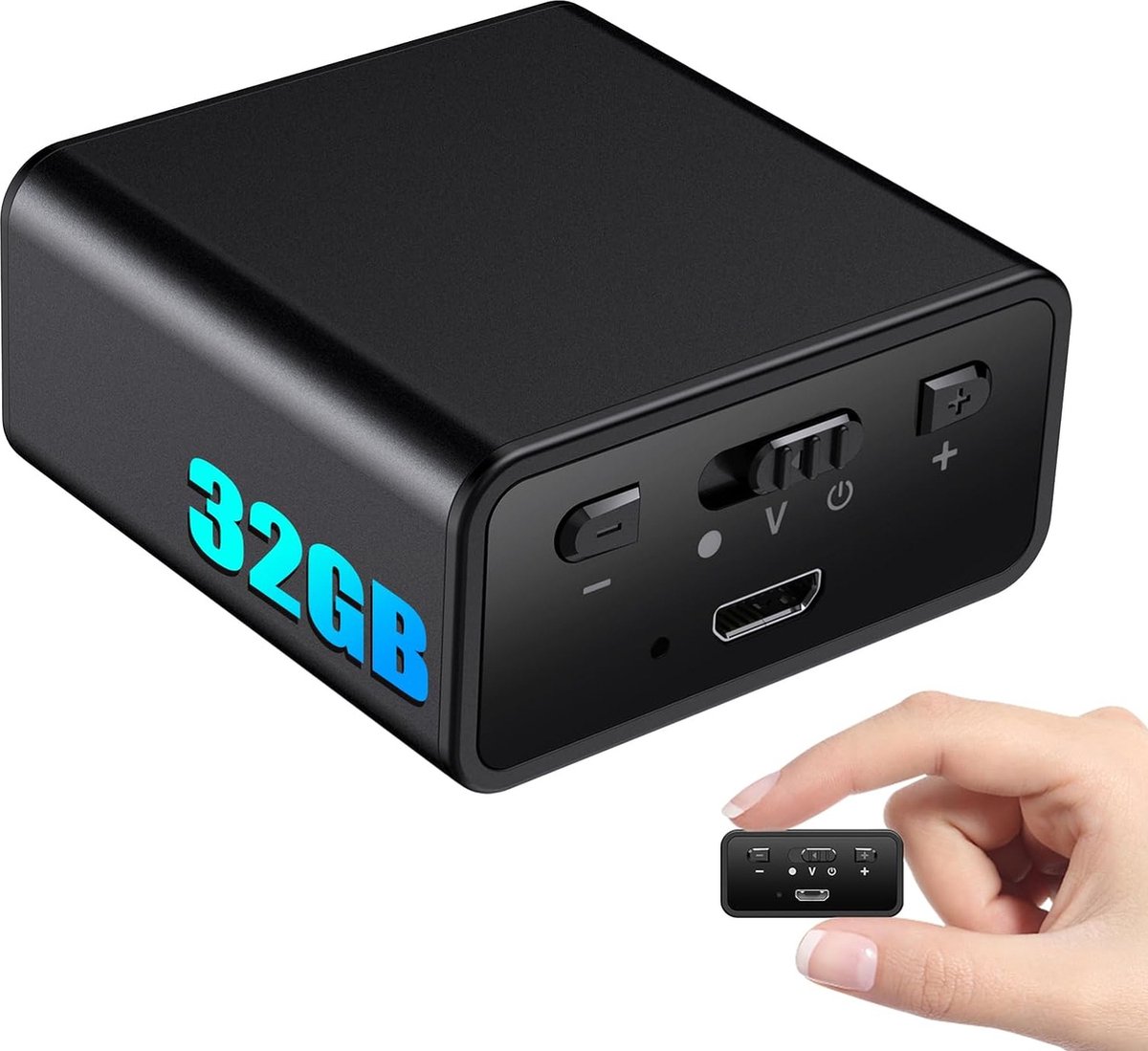 Geactiveerd Luisteropnameapparaat met Magnetische Behuizing - Spraakgeactiveerde Geluidsrecorder voor Vergaderingen - Handsfree Opname - Compact en Draagbaar