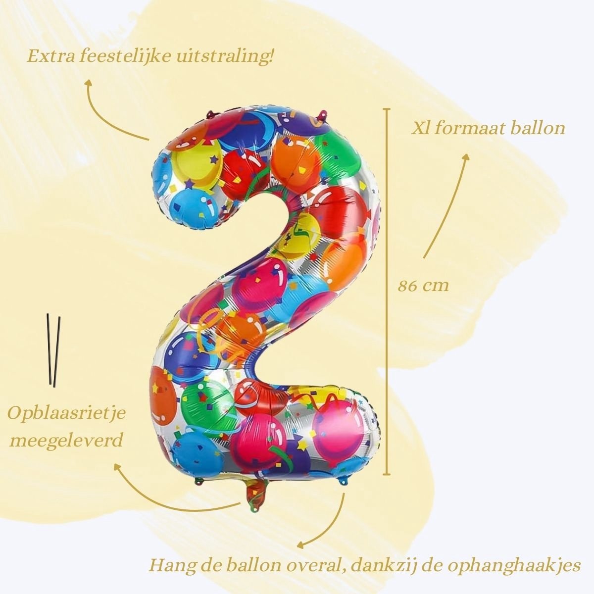 Cijfer Ballonnen Ballon Cijfer 2 Verjaardag Versiering Feest Helium Ballonnen Cijferballon Folieballon Kleur Xl Formaat — afbeelding 2