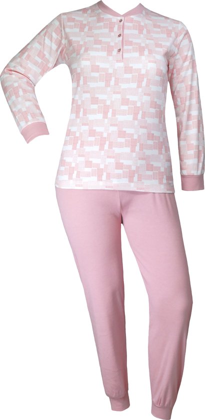 Dames pyjama Lunatex jersey flanel Mosaic Roze - maat L