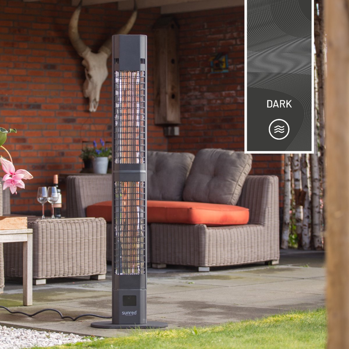 Sunred Valencia Dark 3000 W - Chauffage de terrasse sur pied - Noir