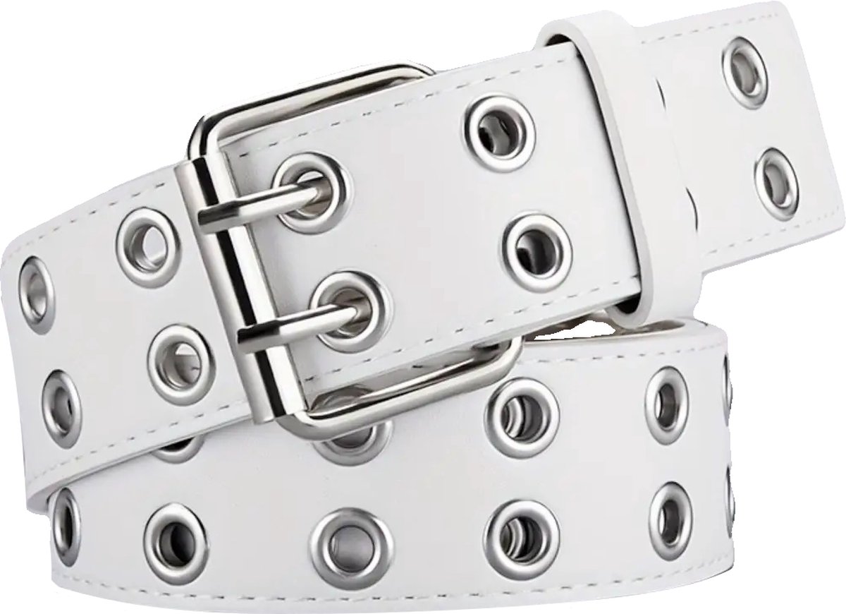Stud Riem - Wit | Riemmaat 90 cm | Kunstleer | Fashion Favorite