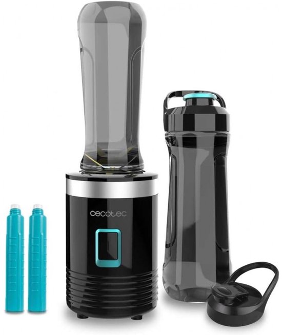 Cecotec Individuele Draagbare Blender Power Titanium 300 EasyGo. 350W, Ijs Verpletteren, 4 Bladen met Zwarte Titanium Coating, Inclusief 2 Koelbuizen, 2 Draagbare Flessen en 2 Deksel van Cecotec — afbeelding 2