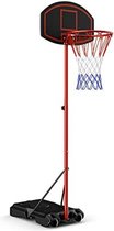 Basketbalpaal voor Buiten - Basketbalring met Standaard - Basketbalpaal voor Kinderen - Basketbalpaal Verstelbaar - 158 tot 218cm - Zwart/Rood