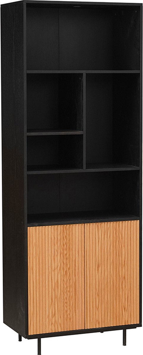 Bronx71® Wandkast Bradley zwart/blank eiken 80x220 cm