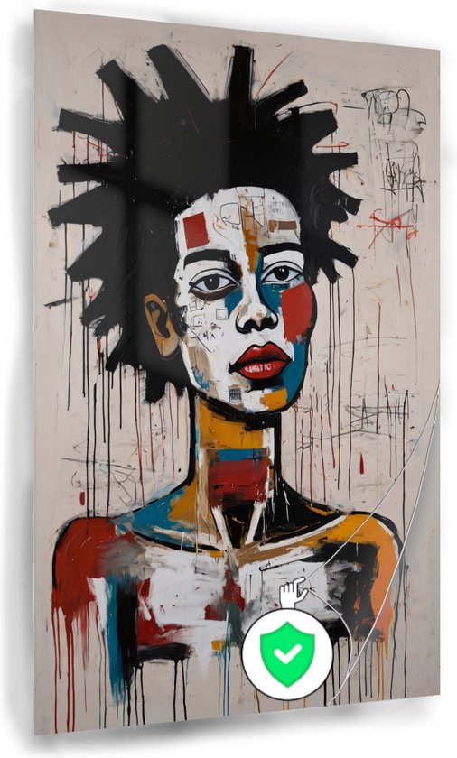 Vrouw Jean-Michel Basquiat stijl poster - Vrouw posters - Poster Jean-Michel Basquiat - Wanddecoratie industrieel - Woonkamer poster - Muurkunst - 60 x 90 cm