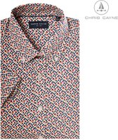 Chris Cayne heren overhemd - blouse heren - 1189 - oranje/beige print - Korte mouwen - maat 3XL