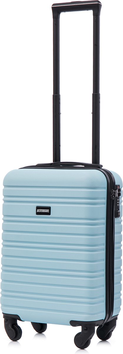 BlockTravel® Handbagage Koffer XS 29L Carryon Koffer - Trolley Handbagage Lichtgewicht 52cm - Reiskoffer met Wielen - Koffer Handbagage - Reistas met Wielen - Valies - TSA-slot - Licht Blauw