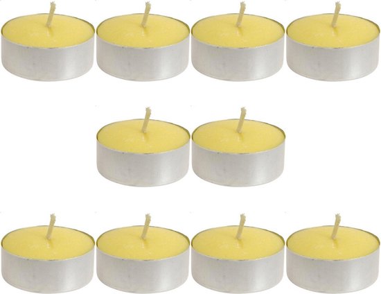 Citronella waxinelichtjes/theelichtjes - 40x - geel - citrusgeur