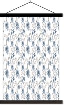 Porte-affiche avec affiche - Affiche scolaire - Fleurs - Motif - Blauw - 40x60 cm - Lattes noires