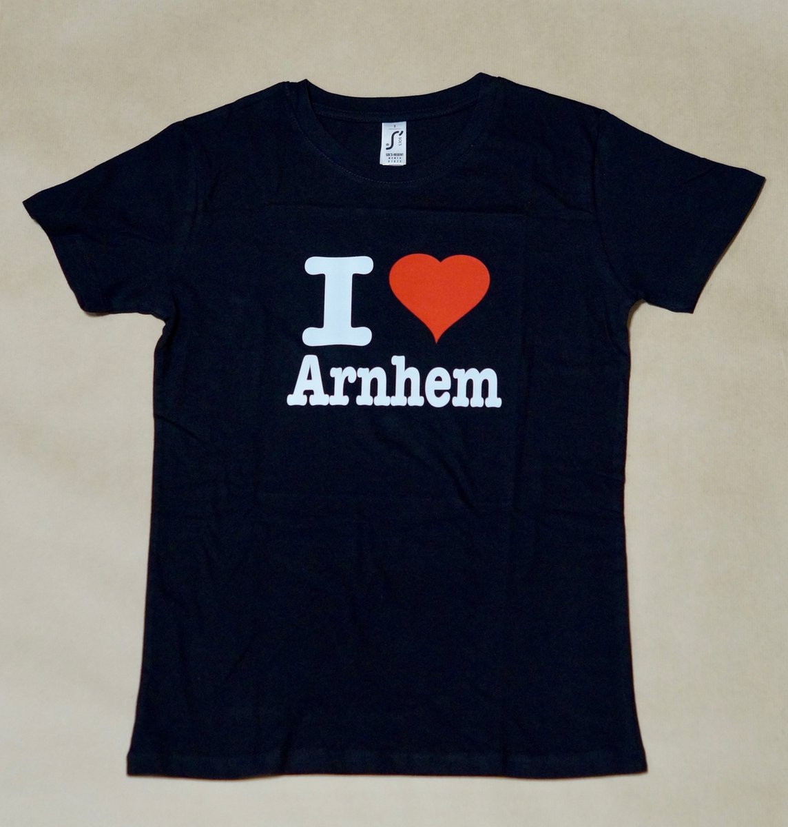 T-Shirt Zwart I Love Arnhem Dames - Souvenir & Relatiegeschenk - Maat M