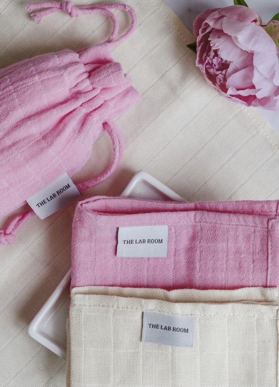 The Lab Room - Pack de serviettes en tissu mousseline biologique - Débarbouillettes pour le visage - 100% Katoen - Biologique - 3 pièces