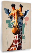 Giraffe modern - Giraffe schilderij - Schilderij dieren - Wanddecoratie klassiek - Canvas schilderijen - Woonaccessoires - 75 x 100 cm 18mm