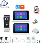 Smart WIFI deur intercom 2 touchscreen met voeding voor elektrisch slot. T-2301V-1-2