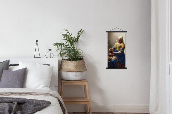 Affiche scolaire - La laitière - Peinture de Johannes Vermeer - 40x80 cm - Lattes noires