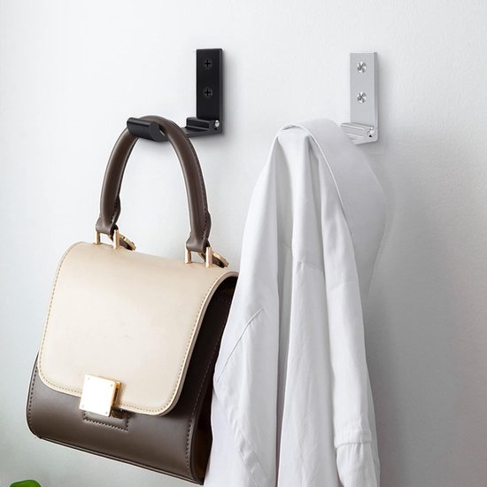 YiLUXmyyxgs 6 stuks opvouwbare wandhaken, zwart, klaphaken, 90 graden opvouwbare kledinghaken, inklapbaar, voor keuken, badkamer, handdoek, sleutels, haken, zakhaken, wandhaken