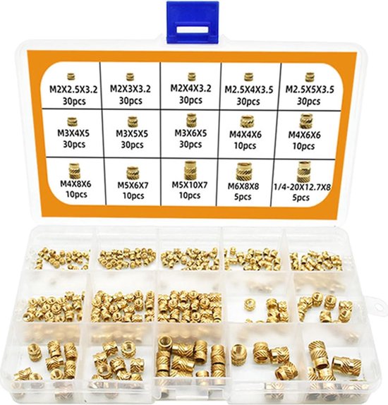 Soldeerbout, smelthulp van messing punten voor schroefdraadinzetstukken/smeltmoeren M2, M2,5, M3, M4, M5, M6, M8, compatibel met T18, ST 900M, FX888D, FX600, WLC100, 7 stuks